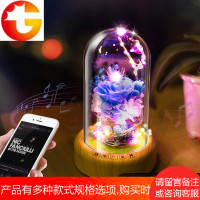 永生花玻璃罩礼盒干花束生日礼物玫瑰蓝牙音响摆件蓝色妖姬情人节