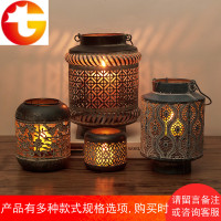 日式复古镂空铁艺蜡烛台浪漫烛光晚餐道具家居摆件客厅餐桌装饰品