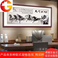 客厅马到成功挂画办公室背景字画八骏图装饰画沙发背后八马图国画