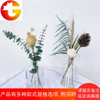 北欧风网红花束 ins干花 真花尤加利叶装饰带花瓶家居摆设小清新