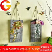 美式乡村复古火烧木绿萝水培植物墙壁玻璃花瓶壁挂墙饰阳台挂件