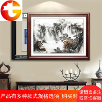 纯实木电表箱装饰画中式国画有框液压上翻遮挡配电箱电闸盒山水