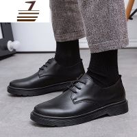 尗卡林弯弯工作鞋英伦正装上班休闲鞋青年37小码les帅t男鞋黑色小皮鞋