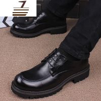 尗卡男士圆头皮鞋商务正装韩版潮流休闲皮鞋男大头内增高男鞋厚底婚鞋休闲鞋