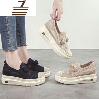 尗卡帆布鞋女款配裙子厚底透气单鞋网面蕾丝松糕渔夫鞋子潮