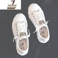 尗卡香港帆布鞋女新款韩版百搭小白鞋子复古港味平底低帮板鞋