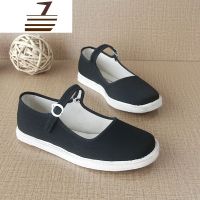 尗卡女士千层底一字扣带礼仪表演舞蹈鞋中老年妈妈透气布鞋休闲鞋