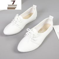 尗卡女鞋豆豆鞋韩版新款平底白色系带女鞋小白鞋单鞋女