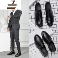 尗卡上班男鞋英伦韩版青年西装结婚礼新款伴郎黑色商务正装休闲皮鞋男休闲鞋