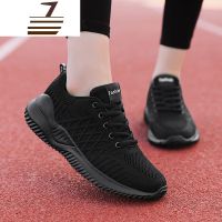 尗卡全黑色鞋子女平底上班工作网面透气防滑软底纯黑色运动跑步鞋休闲鞋