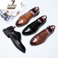 尗卡男士皮鞋真皮新款休闲皮鞋男韩版英伦内增高商务正装布洛克鞋休闲鞋