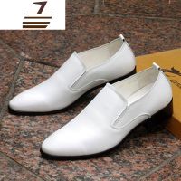 尗卡男式皮鞋男士韩版潮流真皮英伦商务正装白色尖头休闲男鞋男人鞋子休闲鞋