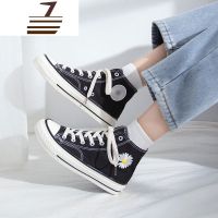 尗卡小雏菊花朵帆布鞋女鞋子ulzzang百搭学生2020年高帮潮鞋