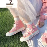尗卡泫雅风高帮帆布鞋女韩版网红女鞋子超火百搭2020新款潮鞋