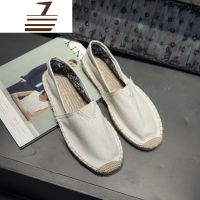 尗卡中国风民族亚麻布鞋男士休闲复古懒人鞋白色国风传统鱼夫鞋