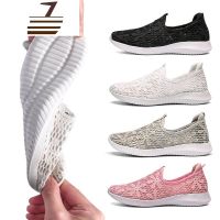 尗卡新款女鞋一脚蹬懒人鞋平底镂空单鞋女网布透气孕妇妈妈鞋软底