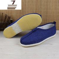 尗卡手工千层底男单鞋亚麻透气低帮浅口民族风复古传统休闲鞋