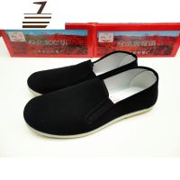 尗卡男士休闲酒店保安透气胶底上班工作开车鞋黑色经典传统布鞋休闲鞋