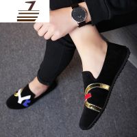 尗卡新款帆布豆豆鞋男韩版潮百搭中国风男鞋花布鞋帆布鞋