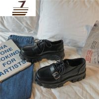 尗卡小皮鞋女英伦风2020新款百搭厚底松糕鞋皮带扣平底鞋单鞋子