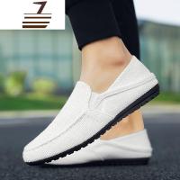 尗卡帆布鞋男透气豆豆鞋男休闲鞋韩版天男鞋子亚麻布鞋男懒人鞋