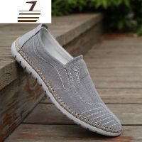 尗卡男青年懒人透气一脚蹬休闲鞋男鞋渔夫鞋亚麻帆布鞋