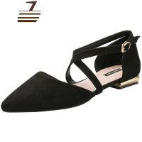 尗卡酒红色单鞋女2020款平底尖头韩版百搭温柔仙女鞋交叉绑带淑女鞋