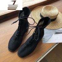 尗卡网纱波点靴子女短靴马丁靴2020新款女鞋粗跟凉靴百搭单靴女士靴子