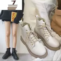 尗卡复古马丁靴女2020新款女鞋复古英伦休闲短靴女系带皮靴子女潮女士靴子