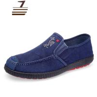 尗卡新款男士时尚休闲帆布鞋一脚蹬懒人鞋舒适中国风爸爸鞋