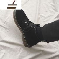 尗卡日系原宿风复古马丁靴男高帮鞋英伦工装靴休闲系带中筒短靴子男靴