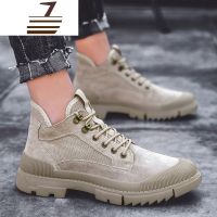 尗卡男士马丁靴户外男鞋子百搭潮鞋英伦战靴短靴男靴子帆布沙漠靴