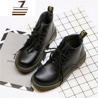 尗卡新款马丁靴复古英伦平底系带学院风中帮机车短靴女款棉靴子女士靴子