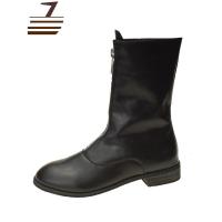 尗卡前拉链马丁靴女新款韩式百搭瘦瘦小跟短靴粗跟网红guidi短靴