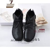 尗卡新款真皮短靴女软底软面靴子平跟单靴休闲靴平底马丁靴女踝靴女士靴子