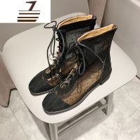 尗卡2020新款马丁靴女透气薄款英伦风配裙子网纱镂空网靴子女短靴