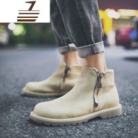 尗卡2020男士短靴高帮皮鞋男靴子中帮英伦马丁靴时尚切尔西靴