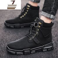 尗卡高帮加绒保暖马丁靴潮流复古英伦风中帮鞋男士沙漠工装靴高帮鞋