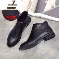 尗卡网红短靴女单鞋平底鞋子女2020新款百搭女鞋矮跟英伦风小皮鞋