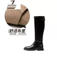 尗卡长筒靴女新款百搭瘦瘦靴高筒靴加绒英伦风马丁靴子
