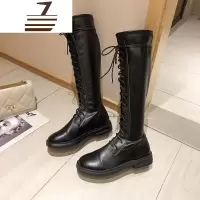 尗卡靴子女2020新款不过膝百搭长靴瘦瘦鞋网红英伦风中筒马丁靴潮