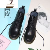 尗卡马丁靴6孔女黑色chic港味真皮加绒英伦风机车短靴配裙子穿的靴子女士靴子