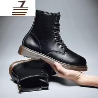 尗卡马丁靴男高帮皮靴新款男靴韩版百搭内增高男鞋子中帮靴子