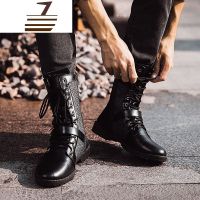 尗卡马丁靴男加绒保暖棉鞋黑色潮流韩版男士皮靴中高帮工装男靴子
