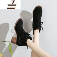 尗卡2020年英伦鞋子女单靴新款女靴马丁靴踝靴裸色中跟粗跟短靴子女士靴子