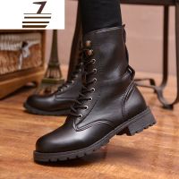 尗卡2020新款男士马丁靴英伦韩版中筒高帮男靴子防水防滑皮靴