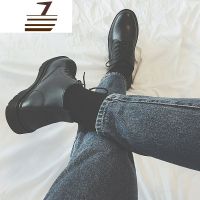 尗卡ins真皮马丁靴男高帮黑色英伦复古工装皮鞋潮中帮机车靴网红港风男士高帮鞋