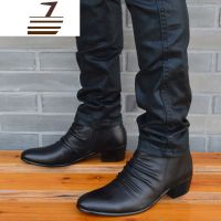 尗卡尖头皮鞋韩版潮流男士短靴英伦真皮靴男皮靴马丁靴时尚靴新款男士高帮鞋