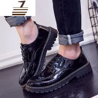 尗卡短靴男英伦大头工装马丁靴低帮休闲皮鞋漆皮亮面板鞋男靴皮靴