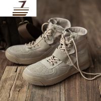 尗卡自制高帮马丁靴男英伦风百搭中帮工装鞋复古真皮男士潮鞋男士高帮鞋